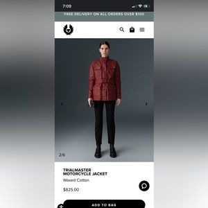 Belstaff Women's Trialmaster Motorcycle Waxed Cotton Jacket, W/ tags, worn once